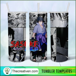 Uchiha Sasuke Naruto Full Tumbler Wrap, 20oz Skinny Straight, Skinny 20oz, PNG Digital File